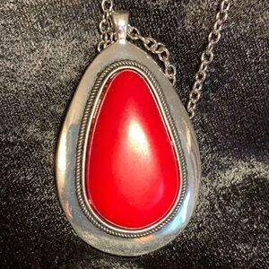 Red and Silver extra Long Necklace set